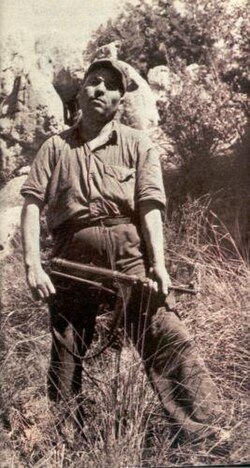 Amar Ouamrane, FLN Wilaya IV commander and Soummam Congress delegate, photographed during the Algerian War of Independence. Ouamrane was a former French army sergeant who became one of the revolution's most experienced field commanders in the Blida Atlas region.