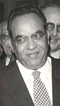 Mohamed Masmoudi, Tunisian diplomat and Foreign Minister, photographed during the post-independence era. A Neo-Destour activist who became one of Tunisia's most consequential diplomats, Masmoudi served as Foreign Minister under Bourguiba, pressed for Arab unity and Maghreb integration, negotiated the controversial 1974 merger treaty with Libya, and was dismissed after Bourguiba repudiated the treaty — a career that embodied the tension between Tunisian national sovereignty and the pan-Arab vision that the independence generation's most idealistic members pursued.