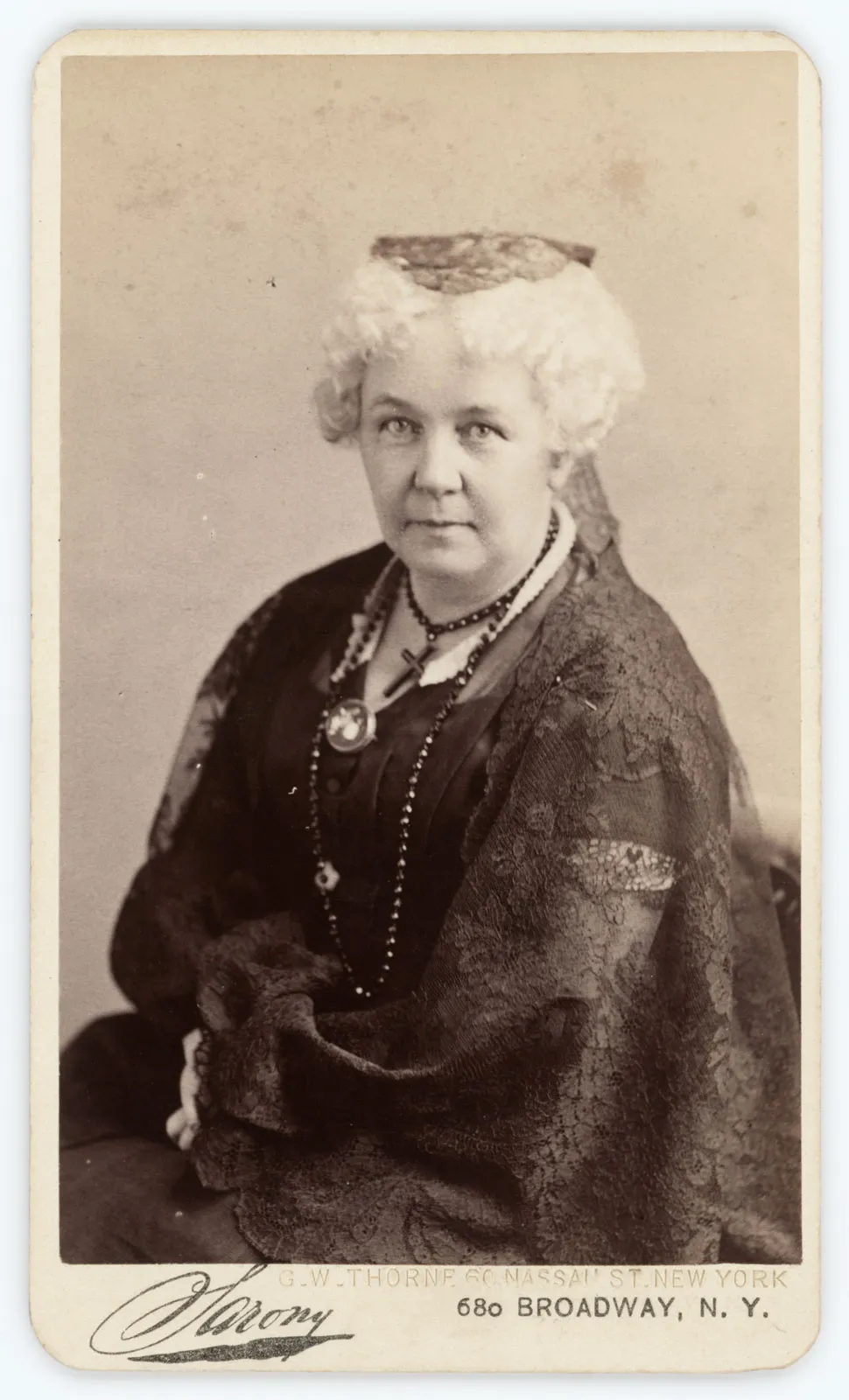 Elizabeth Cady Stanton, principal author of the Declaration of Sentiments at Seneca Falls in 1848, abolitionist, and the most intellectually radical voice in the nineteenth-century American reform movement for women's rights and racial equality.