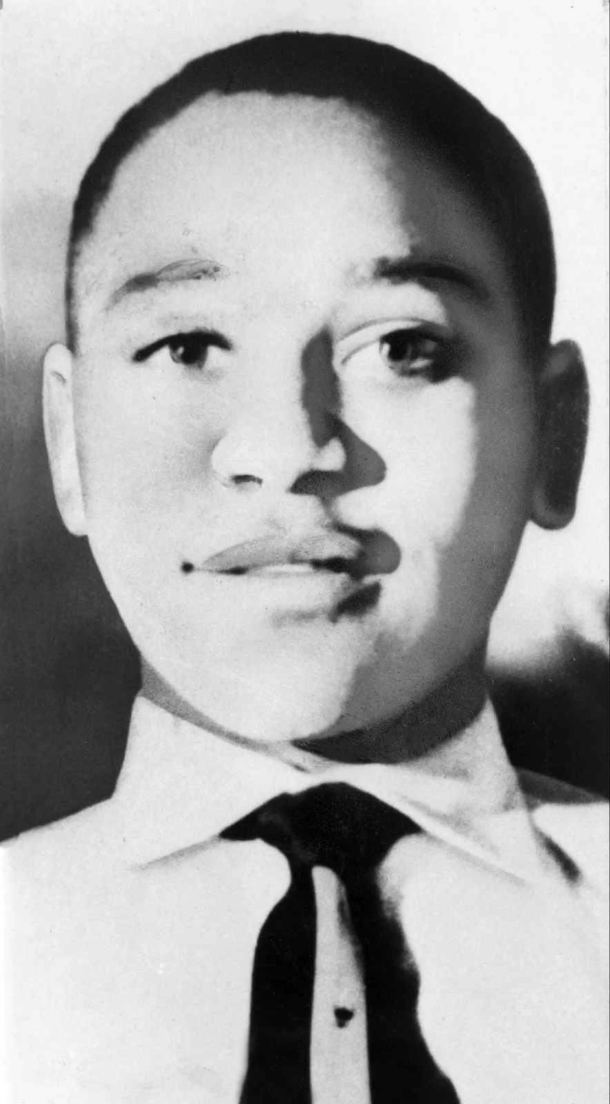 Emmett Till, fourteen years old, from Chicago, Illinois — kidnapped, tortured and murdered in the Mississippi Delta on August 28, 1955, by Roy Bryant and J.W. Milam, whose acquittal by an all-white jury in sixty-seven minutes, and whose subsequent boasting of the murder in a national magazine, catalysed the modern civil rights movement.