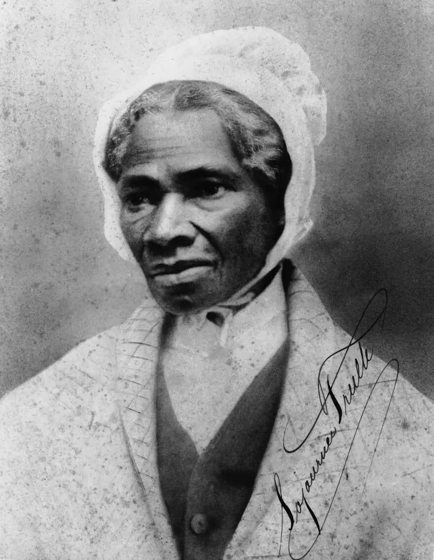 Sojourner Truth, escaped slave and abolitionist orator who delivered the Ain't I a Woman speech in Akron in 1851 and worked for the Union cause during the Civil War.