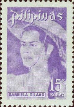 Gabriela Silang, first woman military commander in Philippine history, who led the Ilocos revolt after Diego Silang's assassination and was hanged by the Spanish in 1763