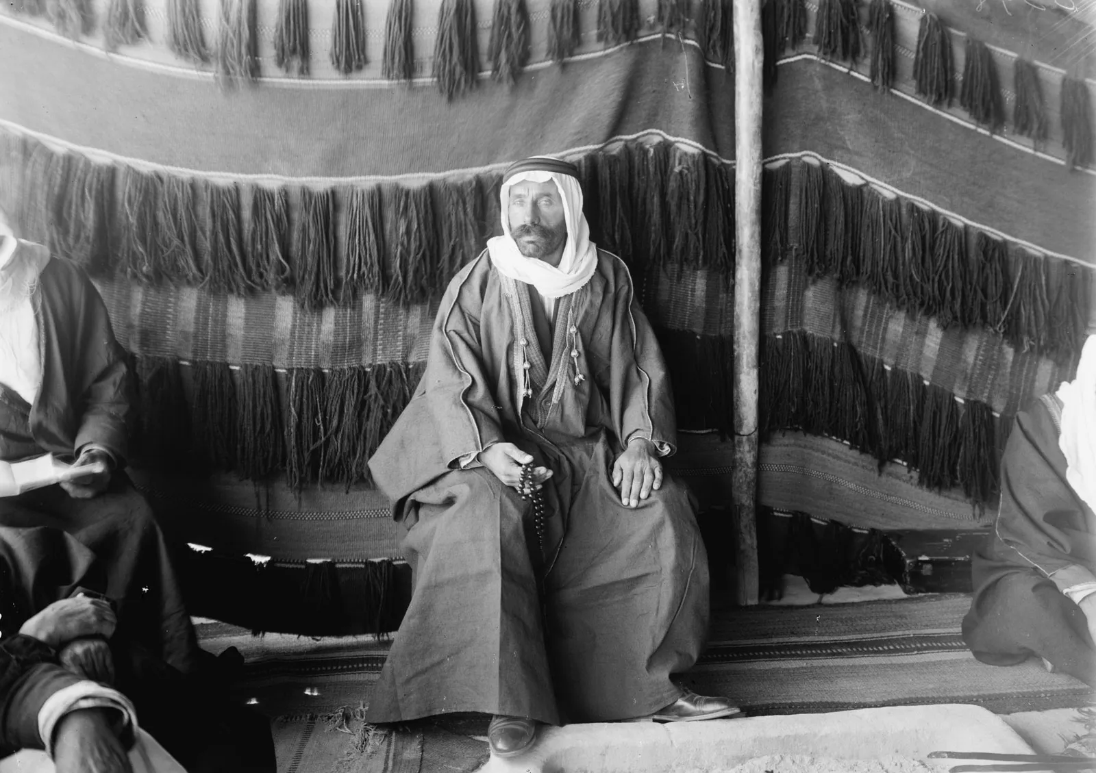 Sultan al-Atrash, leader of the Great Syrian Revolt of 1925–1927, photographed in traditional Druze dress. Al-Atrash commanded the uprising against the French Mandate that spread from the Jabal al-Druze across much of Syria and became the defining armed resistance of the interwar period.
